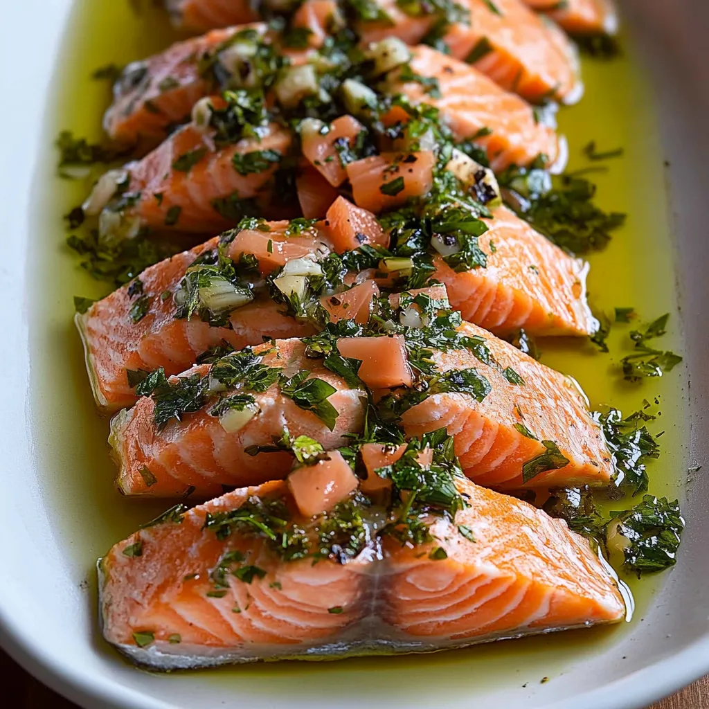 Zarter Lachs mit Kräutervinaigrette aus dem Ofen