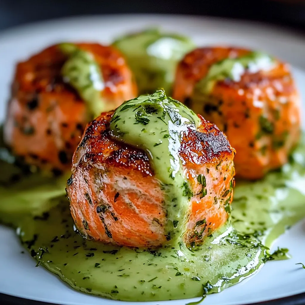 Knusprige Lachs Bouletten mit Avocado-Sauce