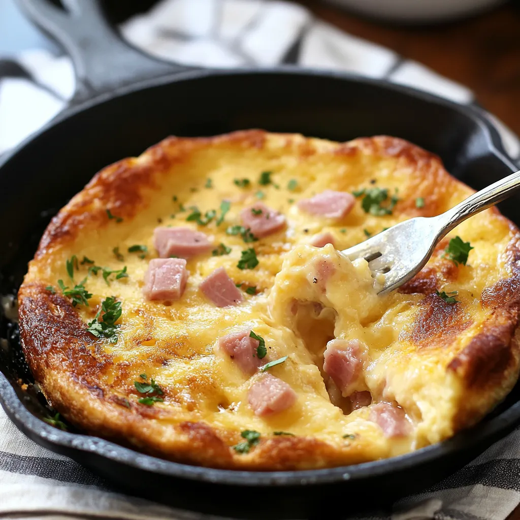 So gelingt ein schneller, herzhafter Dutch Baby Pfannkuchen mit Schinken und Käse