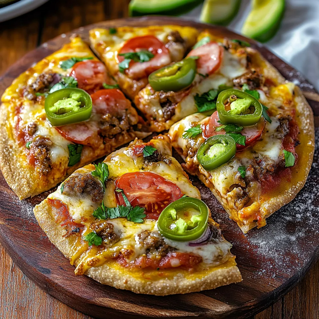 Genieße eine herzhafte, schnelle mexikanische Pizza