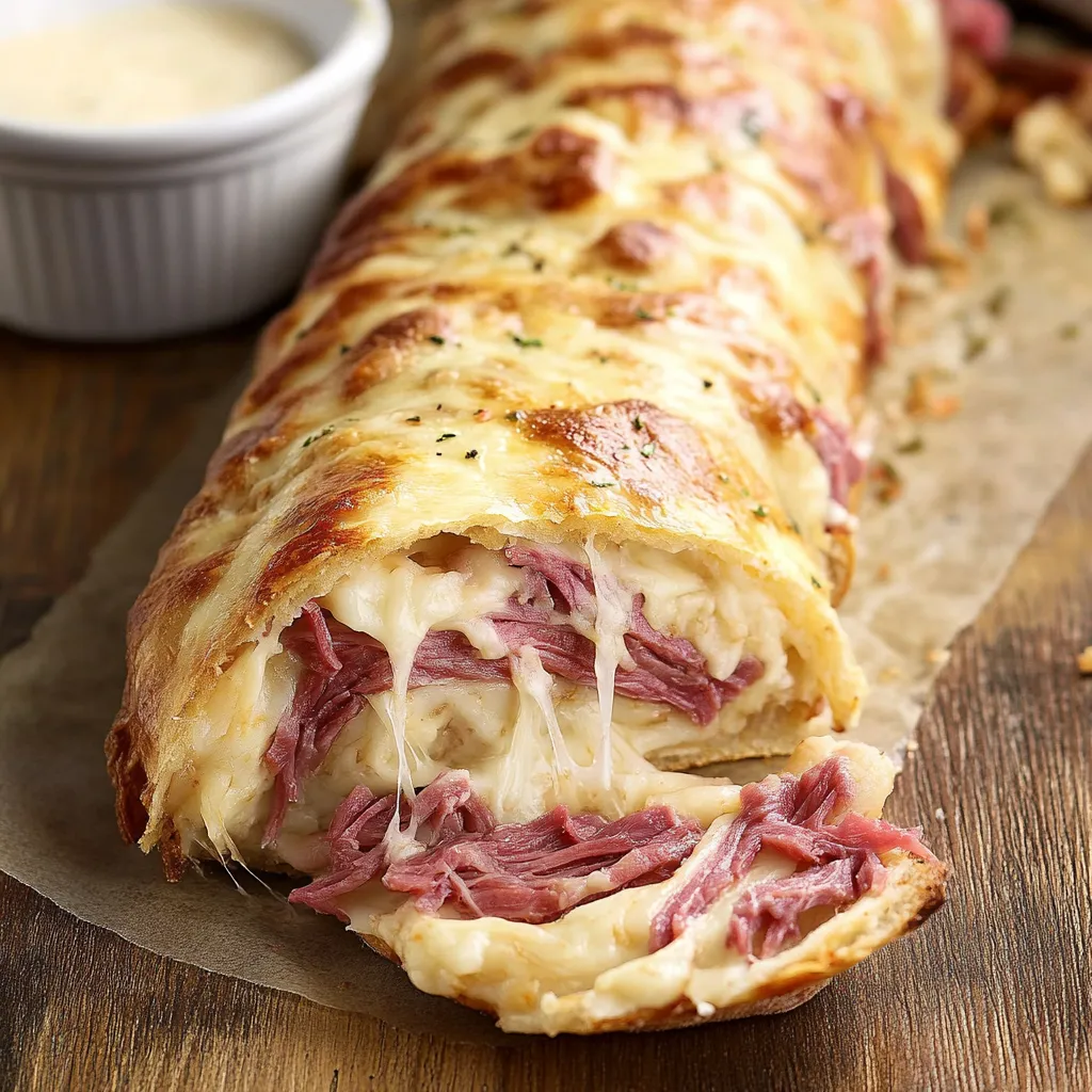 Knuspriger Stromboli mit Rindfleisch, Käse und Kraut