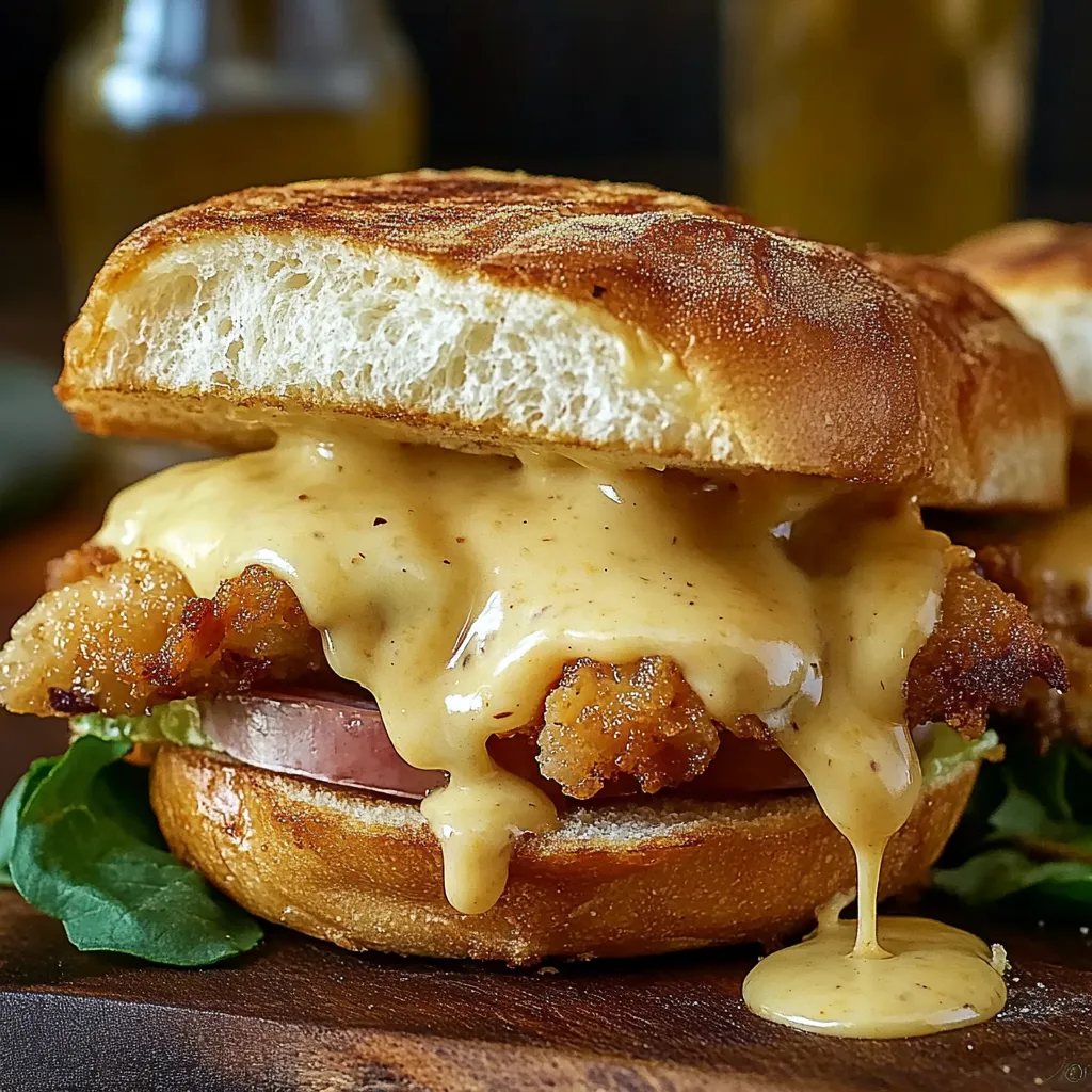 Hähnchensandwich mit Cordon Bleu und Ahorn-Senf-Soße
