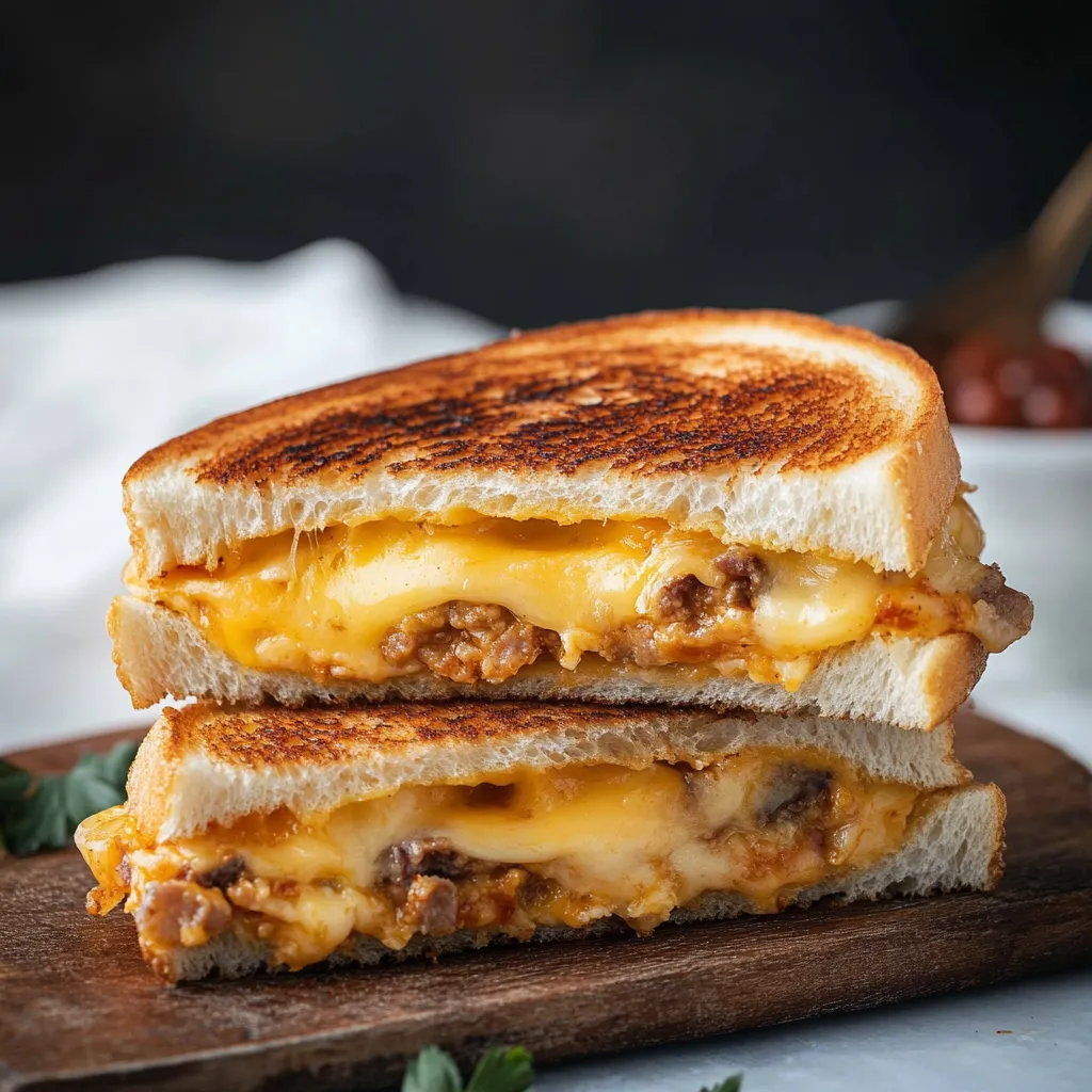 Leckeres Sandwich mit Käse und Bratwurst