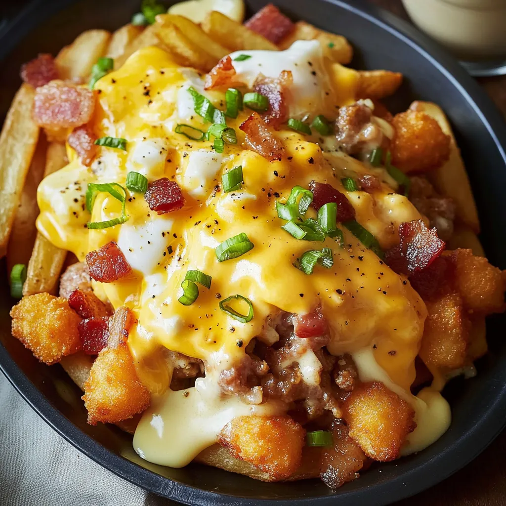 Leckere poutine frühstück