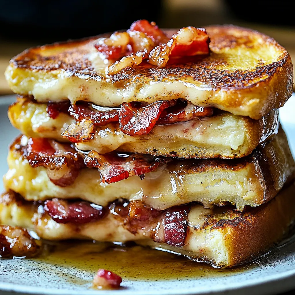 Genieße knusprigen French Toast mit Speck und Frischkäse