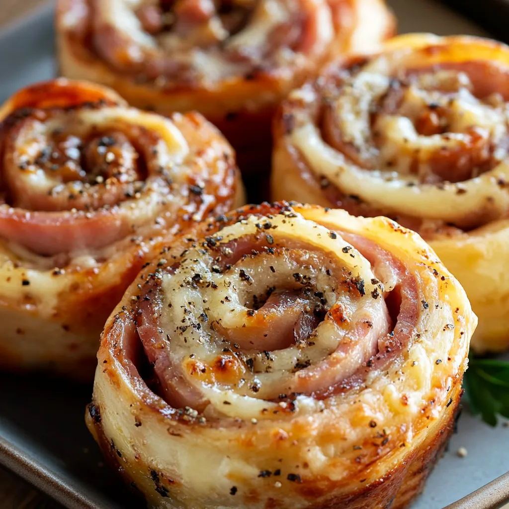 Unwiderstehliche Schinken-Käse-Röllchen frisch gebacken