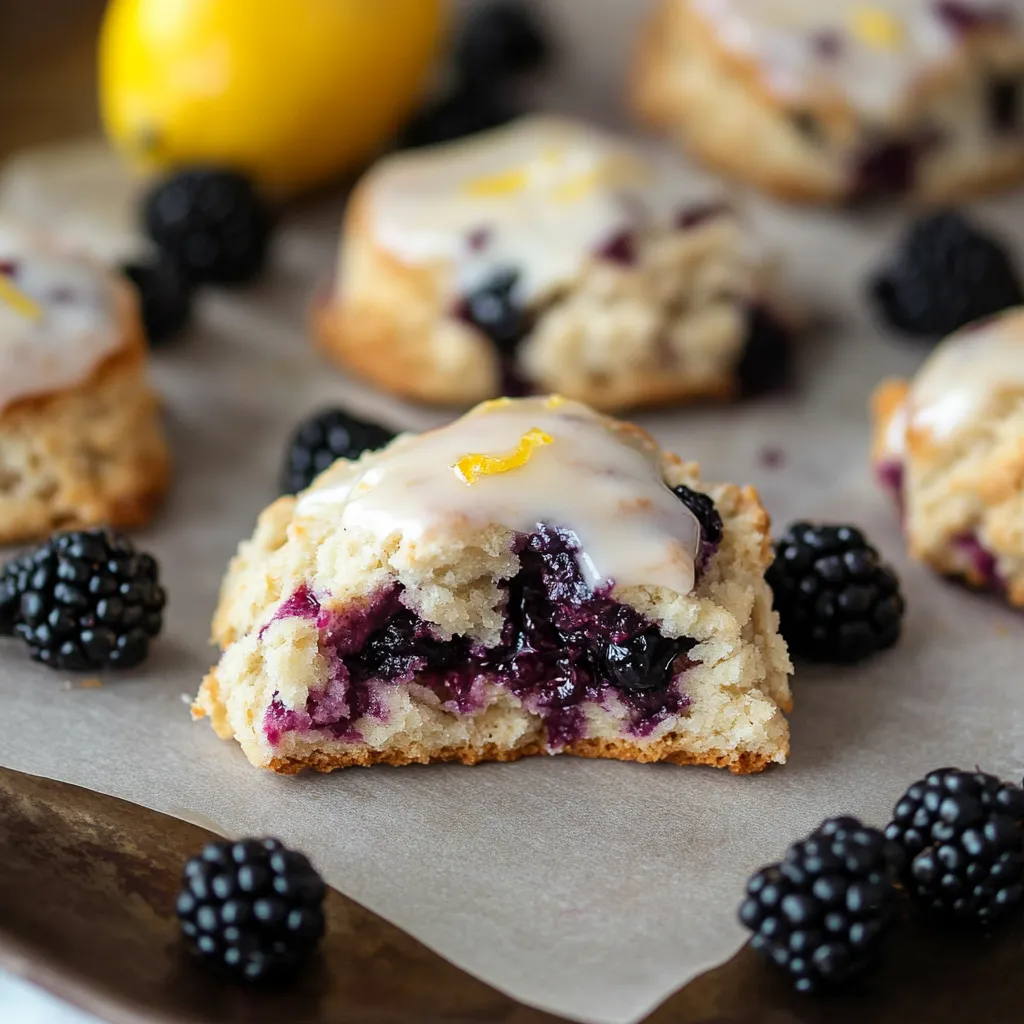 Saftige Scones mit Early Grey Tee, frischen Brombeeren und Zitronenguss