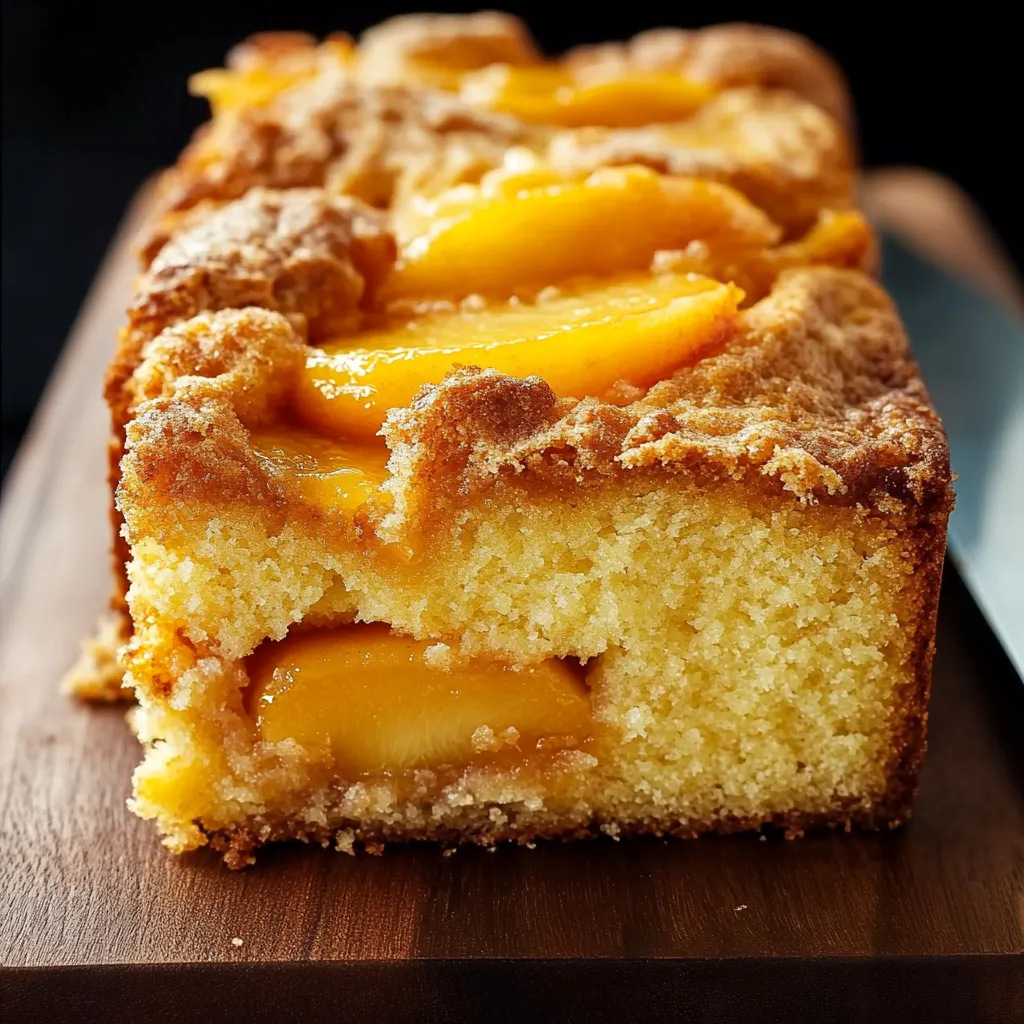 Hausgemachter Pfirsichkuchen mit saftigem Fruchtkern und goldbrauner Kruste