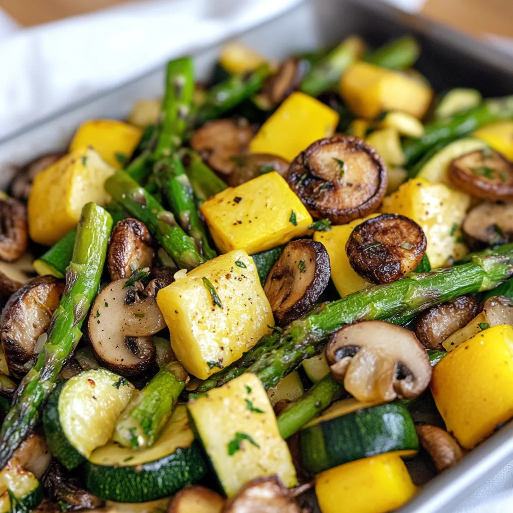 Gerösteter Spargel mit Zucchini und Kürbis