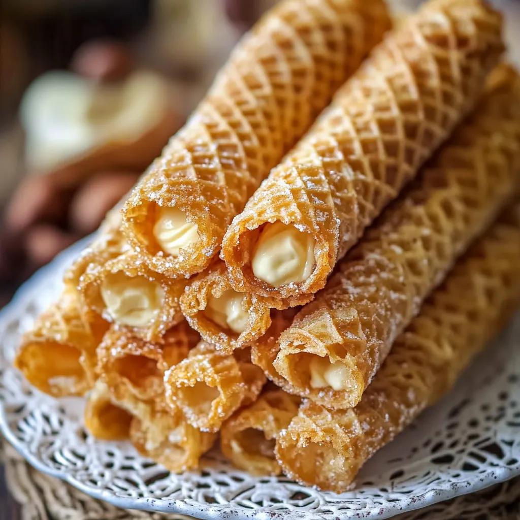 Waffelröllchen mit Karamell und Butterfüllung
