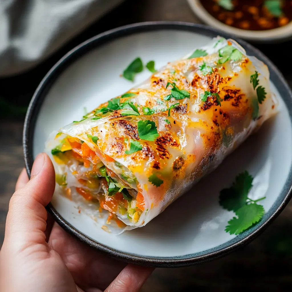 Gegrilltes vietnamesisches Reisblatt mit würzigem Belag