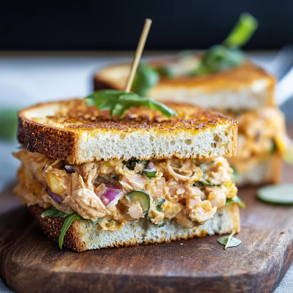 Gegrilltes Sandwich mit Kichererbsen und Käse