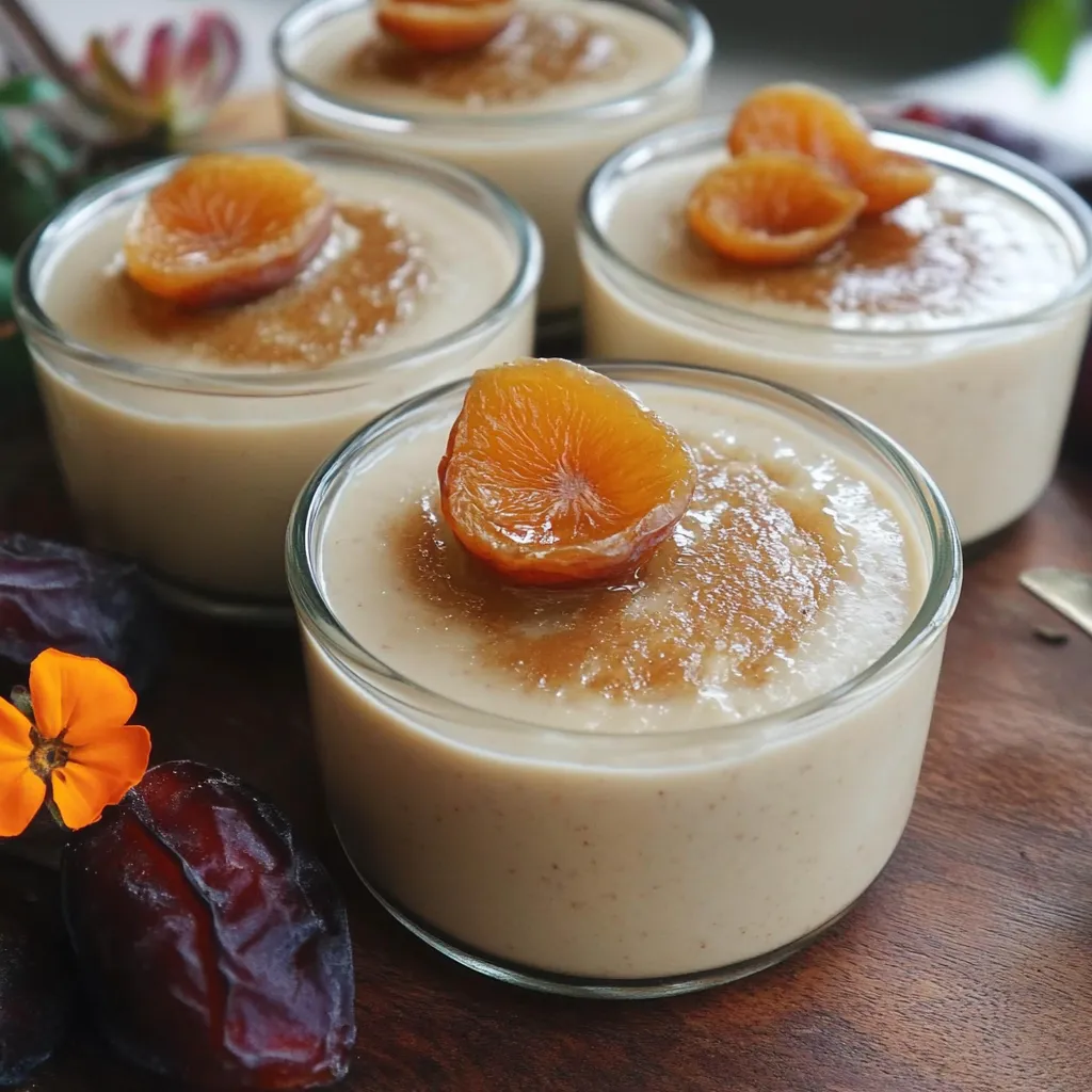 Cremiges Dessert mit Datteln und Orangenblüte