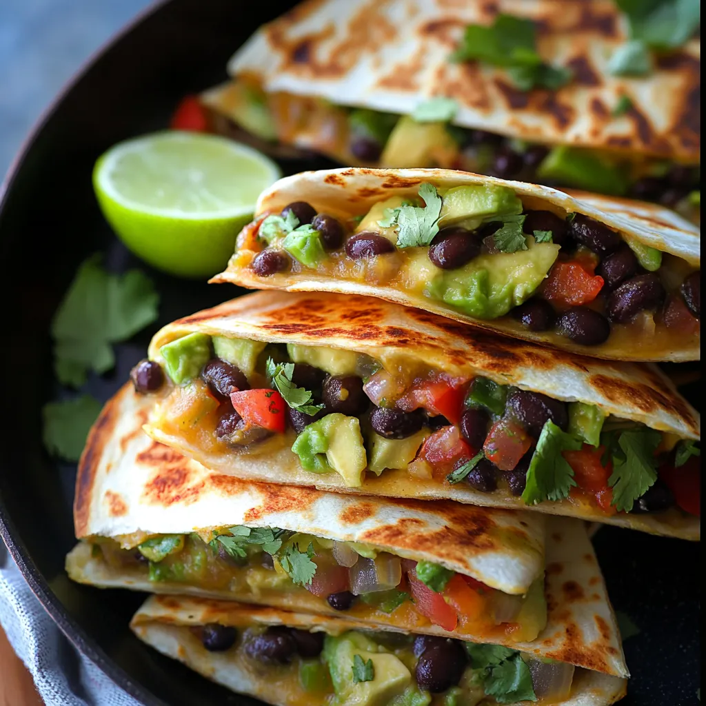 Quesadillas mit schwarzen Bohnen und Avocado