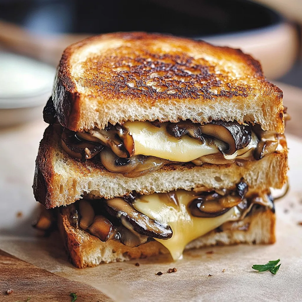 Knuspriger Croque Monsieur mit Gouda und Pilzen