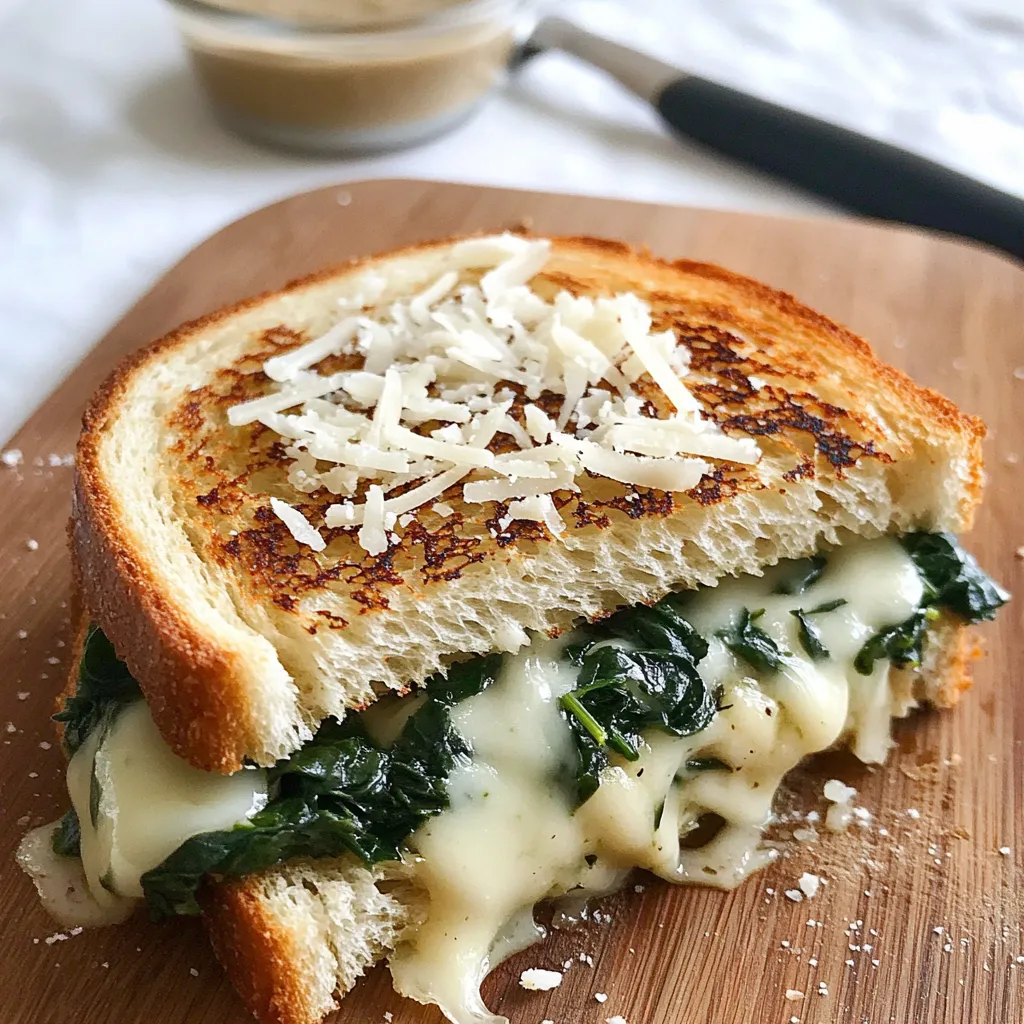Geröstetes Spinat-Mozzarella-Sandwich