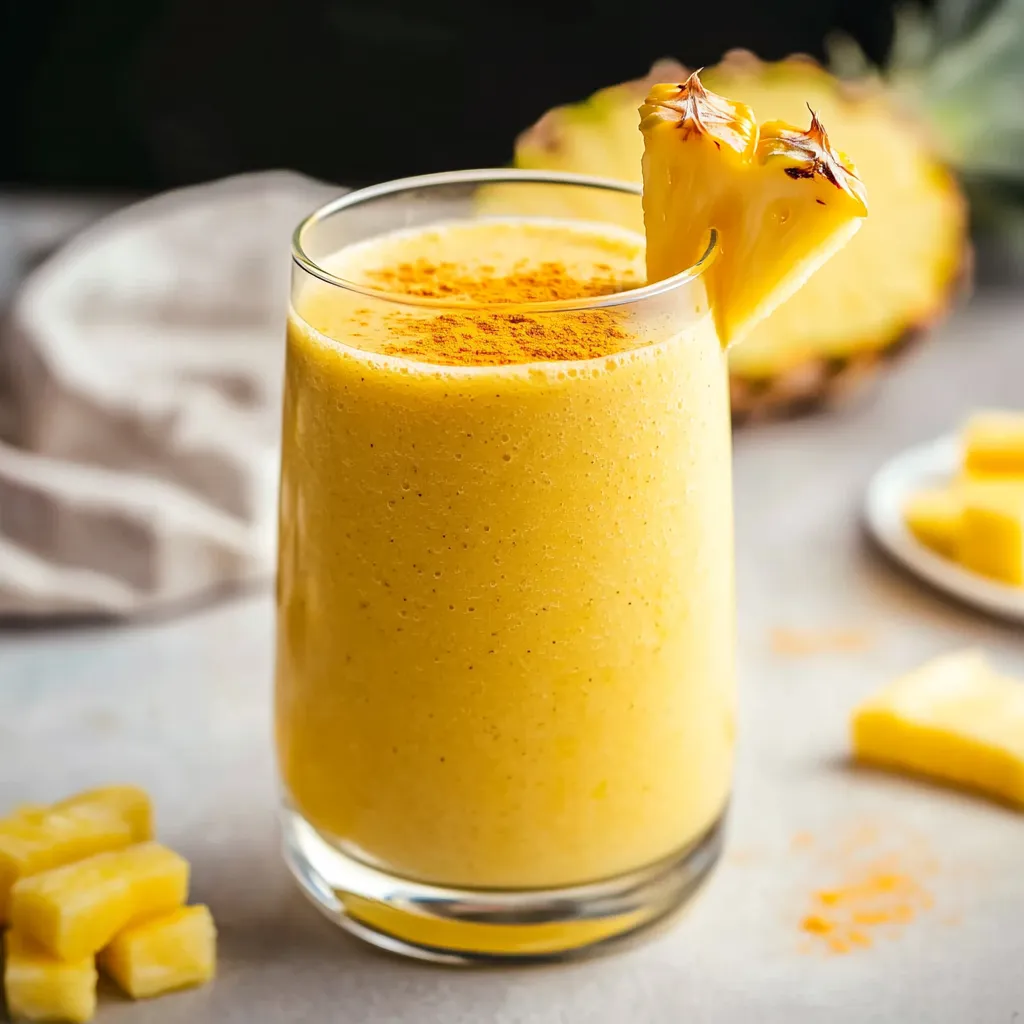 Natürlicher Ananas-Kurkuma-Protein-Smoothie