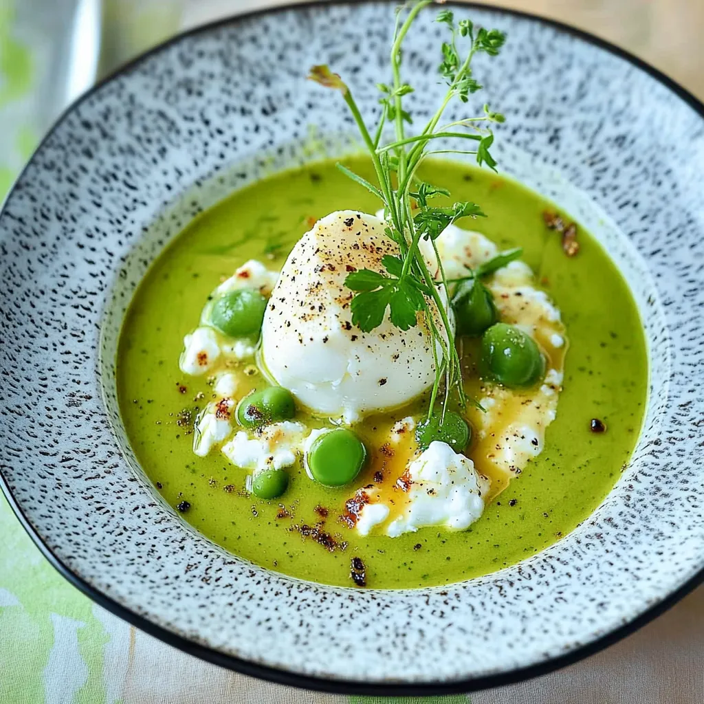 Cremige Spargelsuppe mit Burrata und geräuchertem Fisch