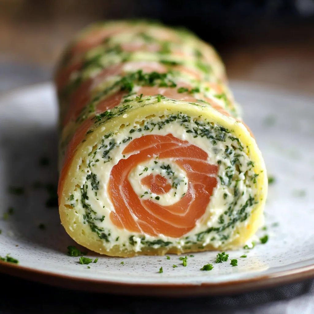 Hausgemachte Rolle aus Zucchini und geräuchertem Lachs
