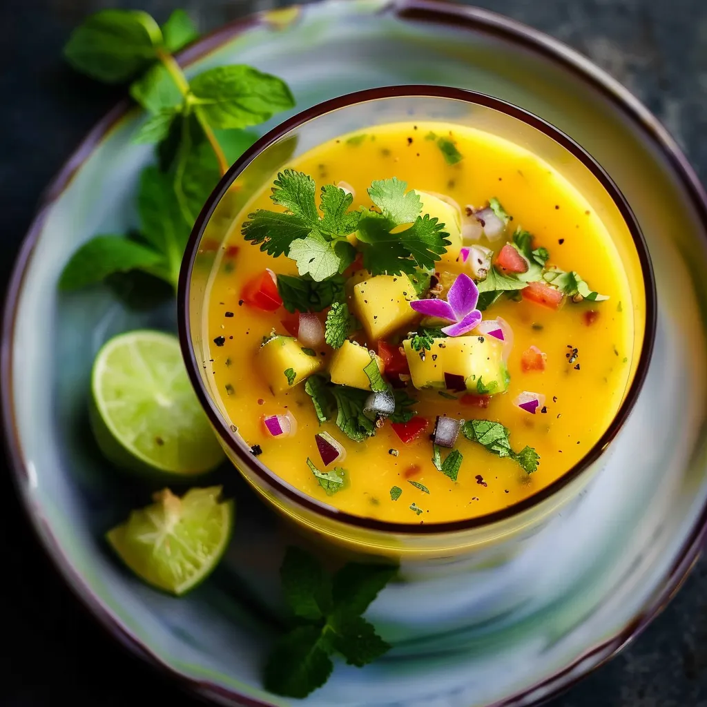 Genieß einen fruchtig-würzigen Mango-Gazpacho
