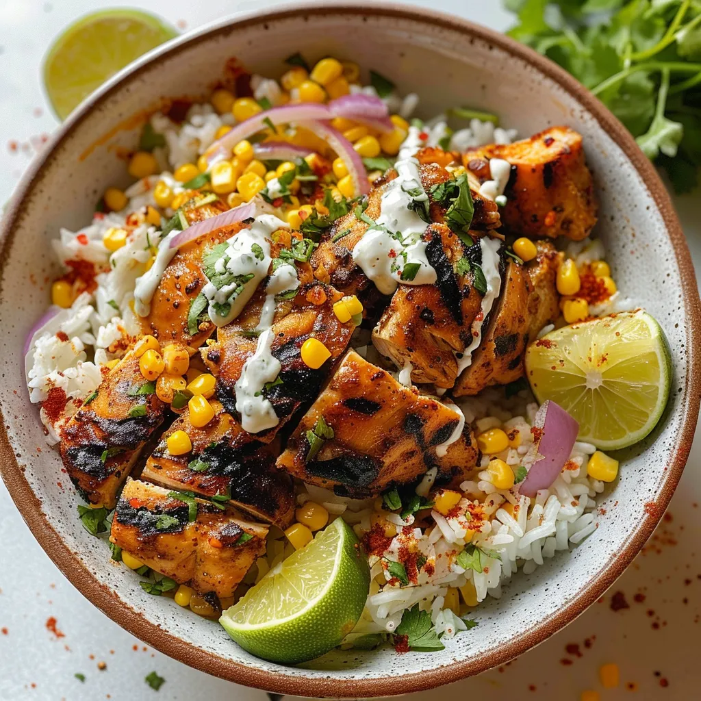 Bunter Bowl mit gegrilltem Mais und zartem Hähnchen