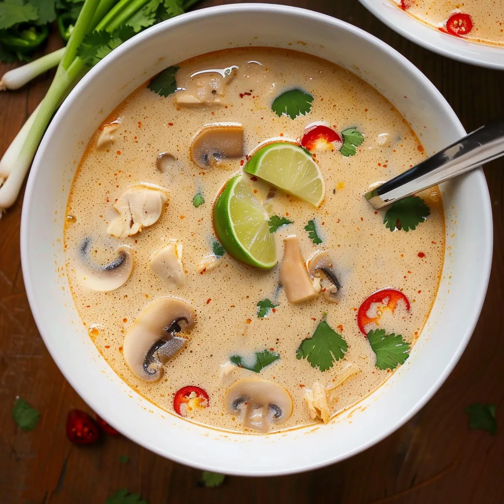 Cremige Tom Kha Kokossuppe