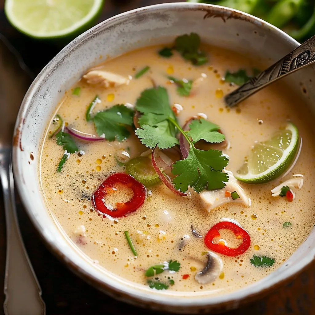 Thailändische Tom Kha Kokos-Hähnchen-Suppe