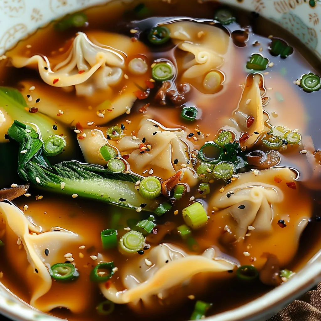 Leckere Suppe mit Dumplings und Gemüse
