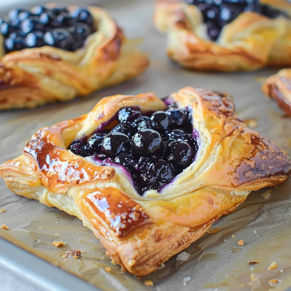 Dänisches Blätterteigteilchen mit Blaubeeren & Frischkäse