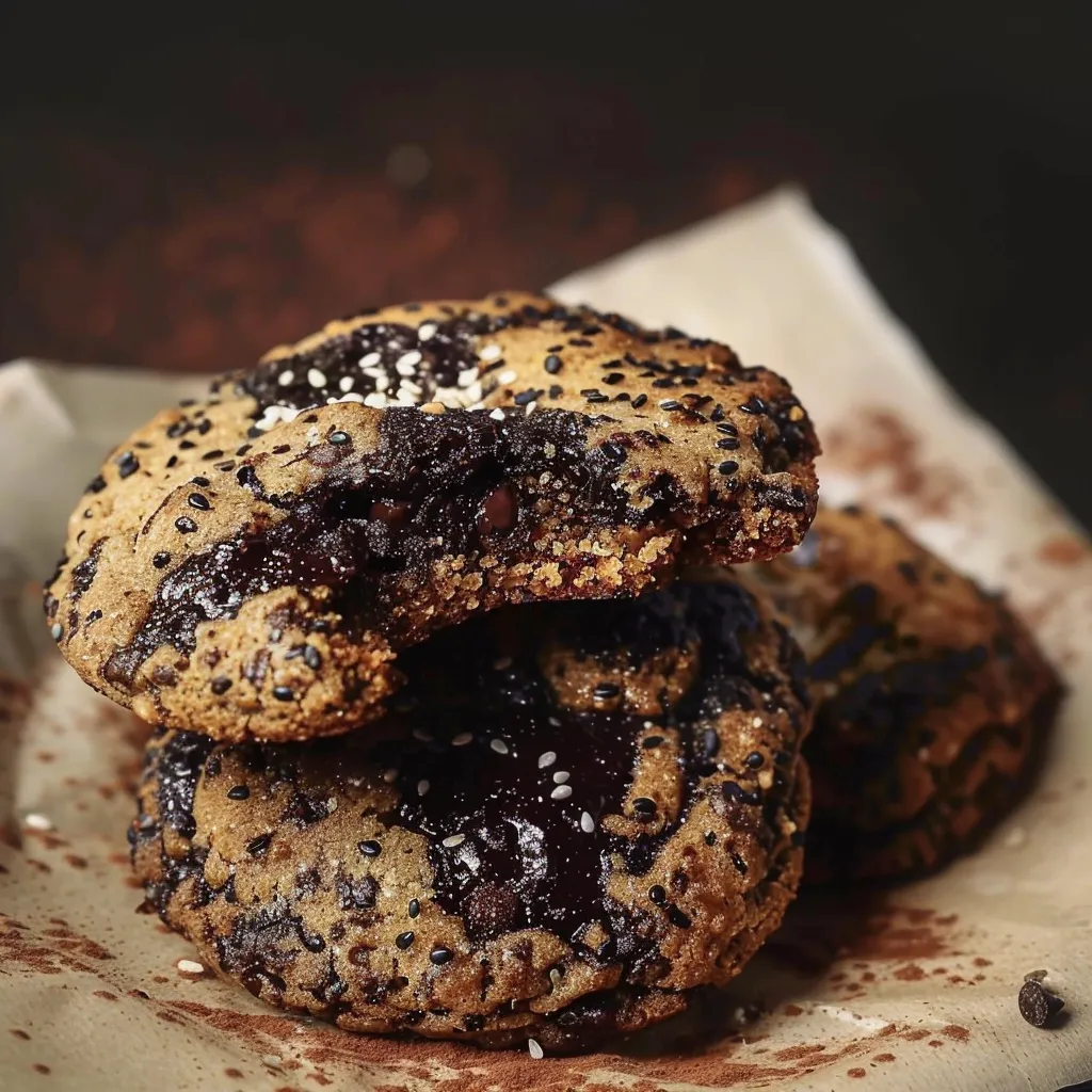 Karamellige Schoko-Kekse mit Sesam