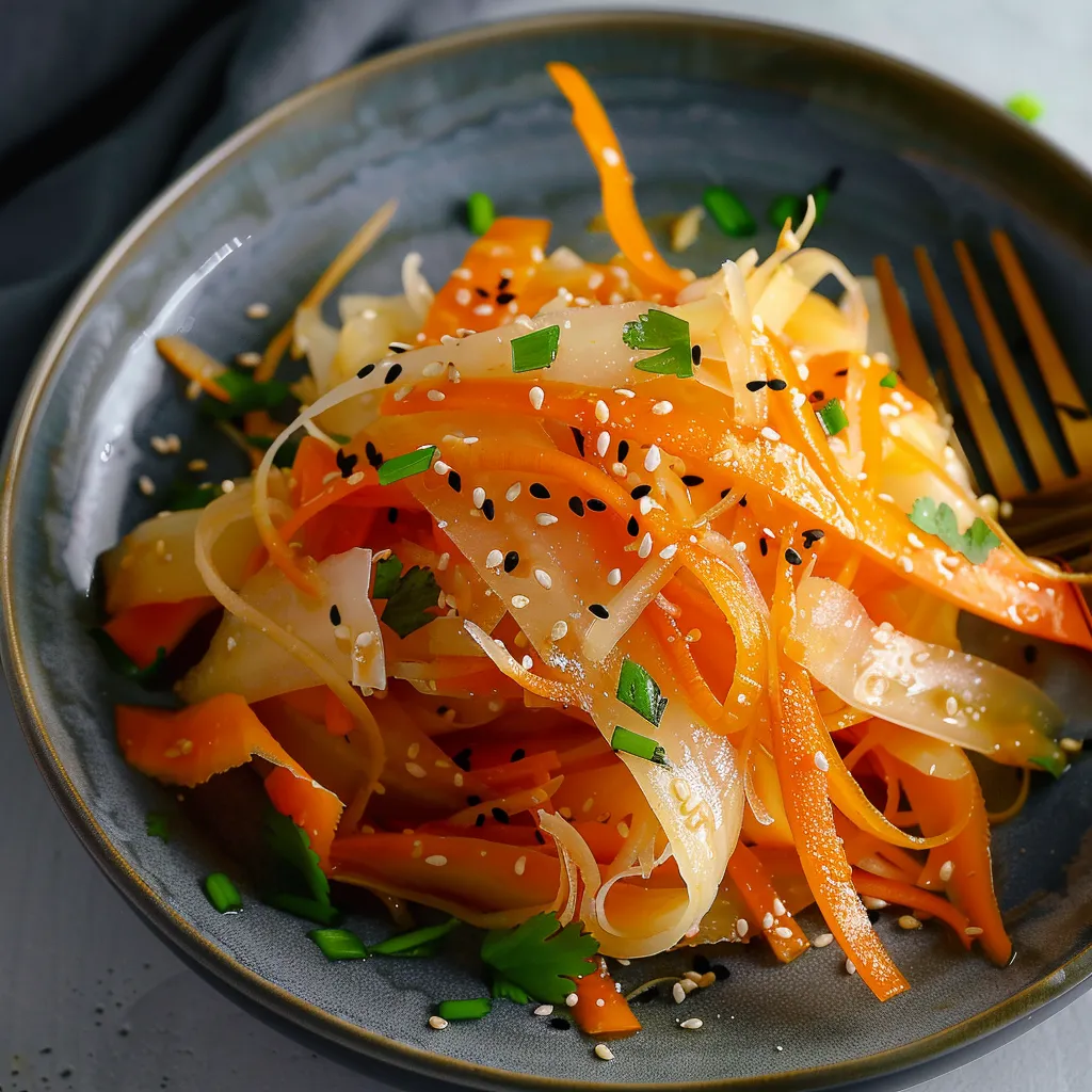 Frische Daikon-Karotten-Salat mit Ingwer