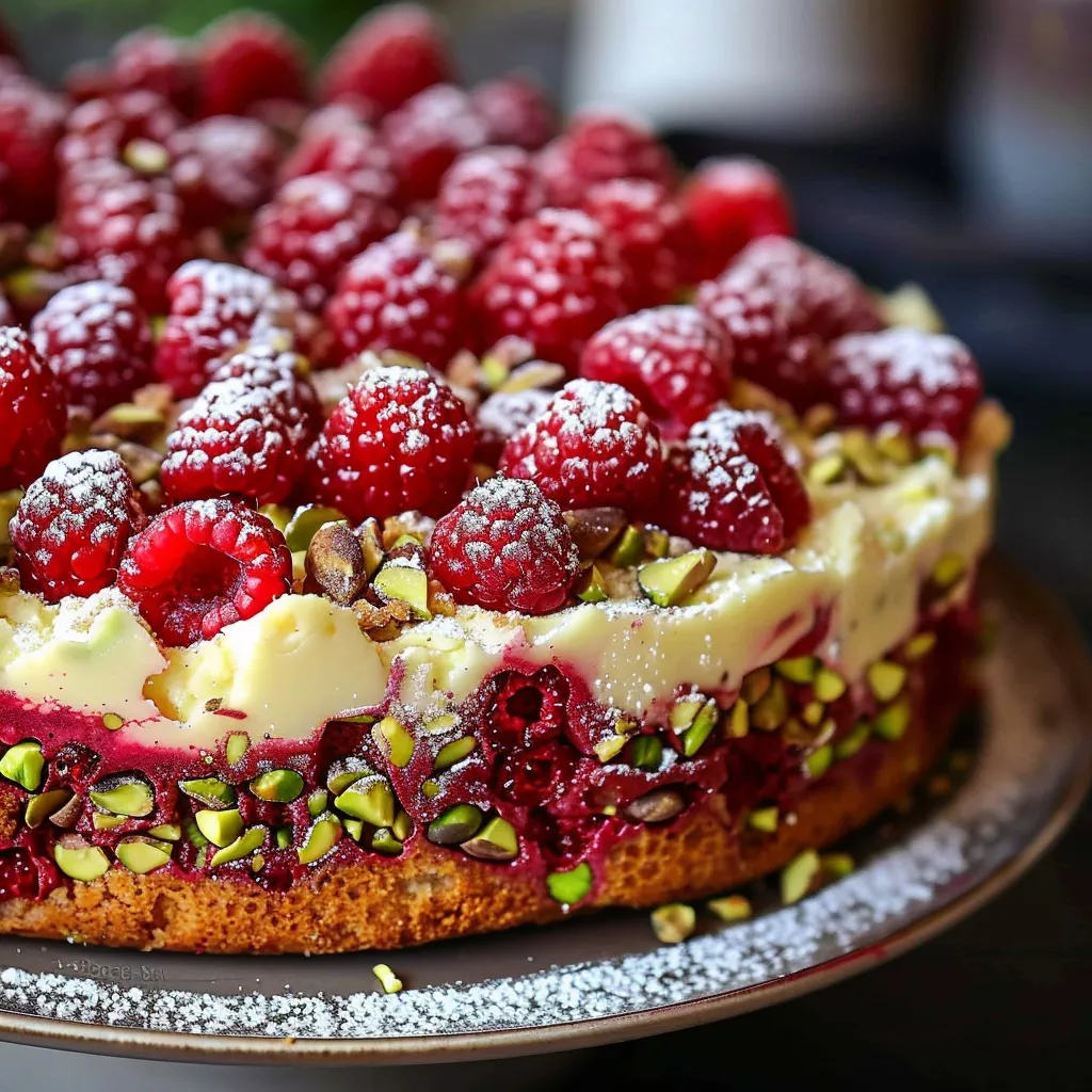 Leckerer Kuchen für Fans von Pistazien und Himbeeren