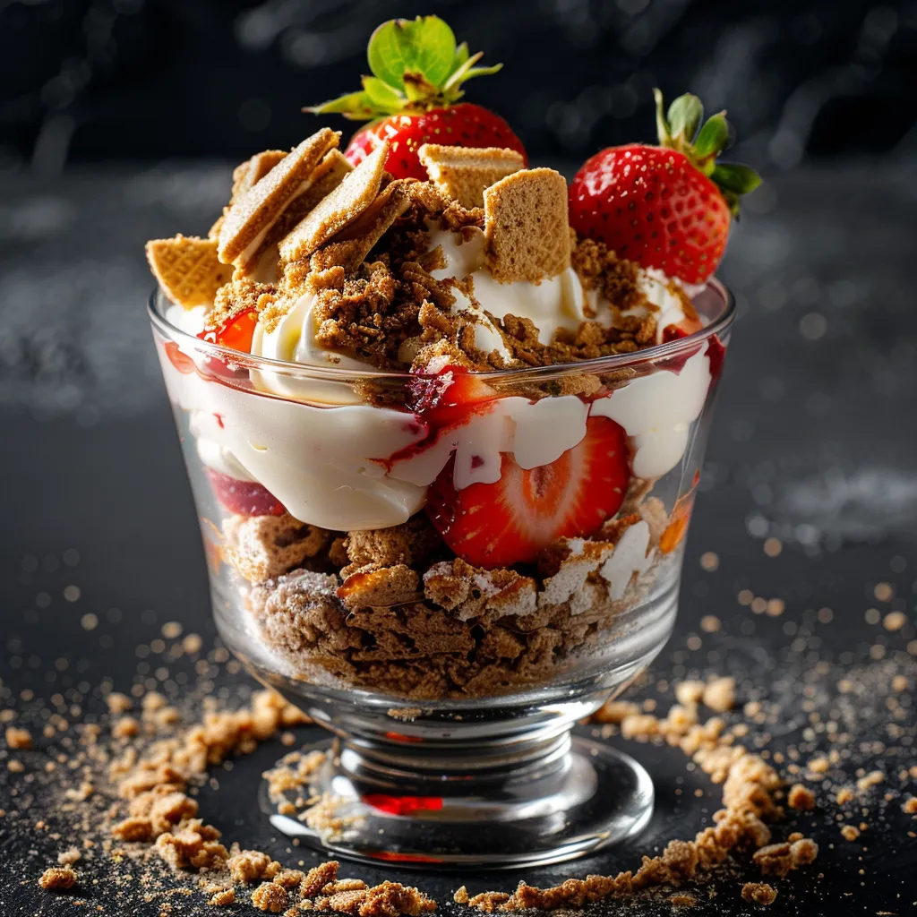 Dessert mit Erdbeeren, Spekulatius und Mascarpone