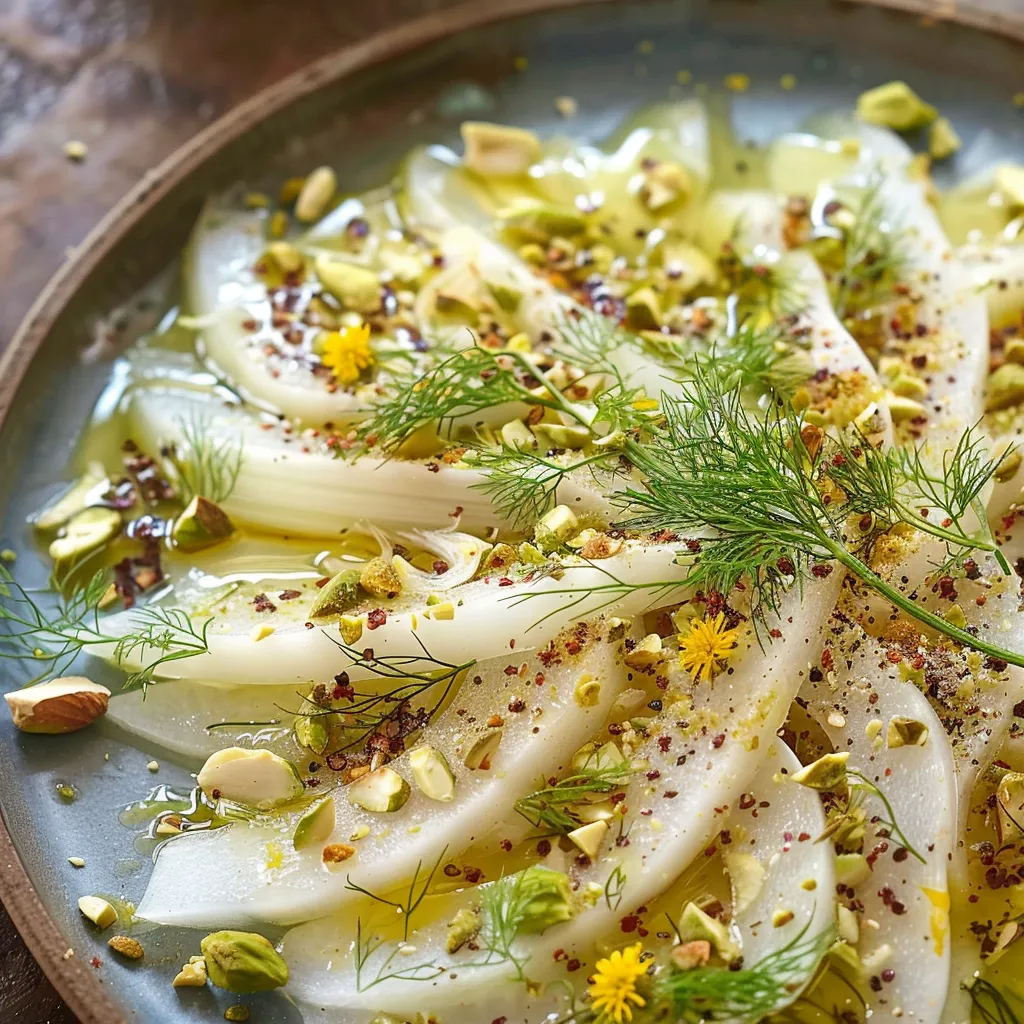 Fenchelcarpaccio mit Sumach und Pistazien einfach und raffiniert