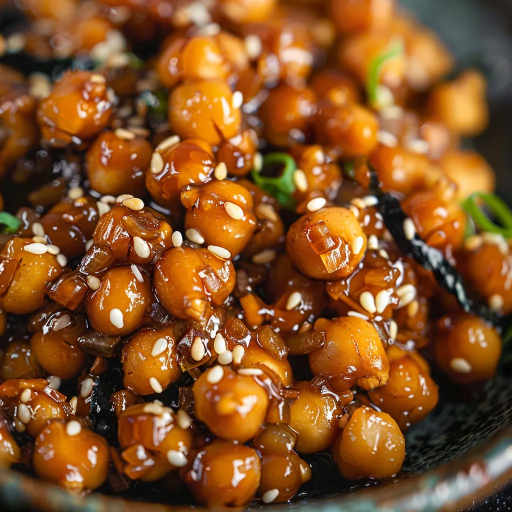 Karamellisierte Kichererbsen mit Miso und Sesam