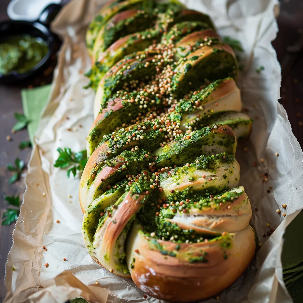 Herzhafte Brioche mit Pesto und Buchweizen