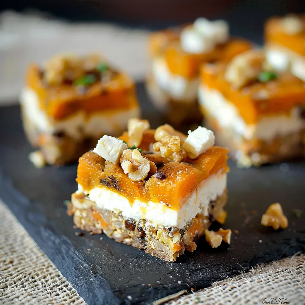 Herzhafter saftiger Karotten-Ziegenkäse-Nuss-Brownie