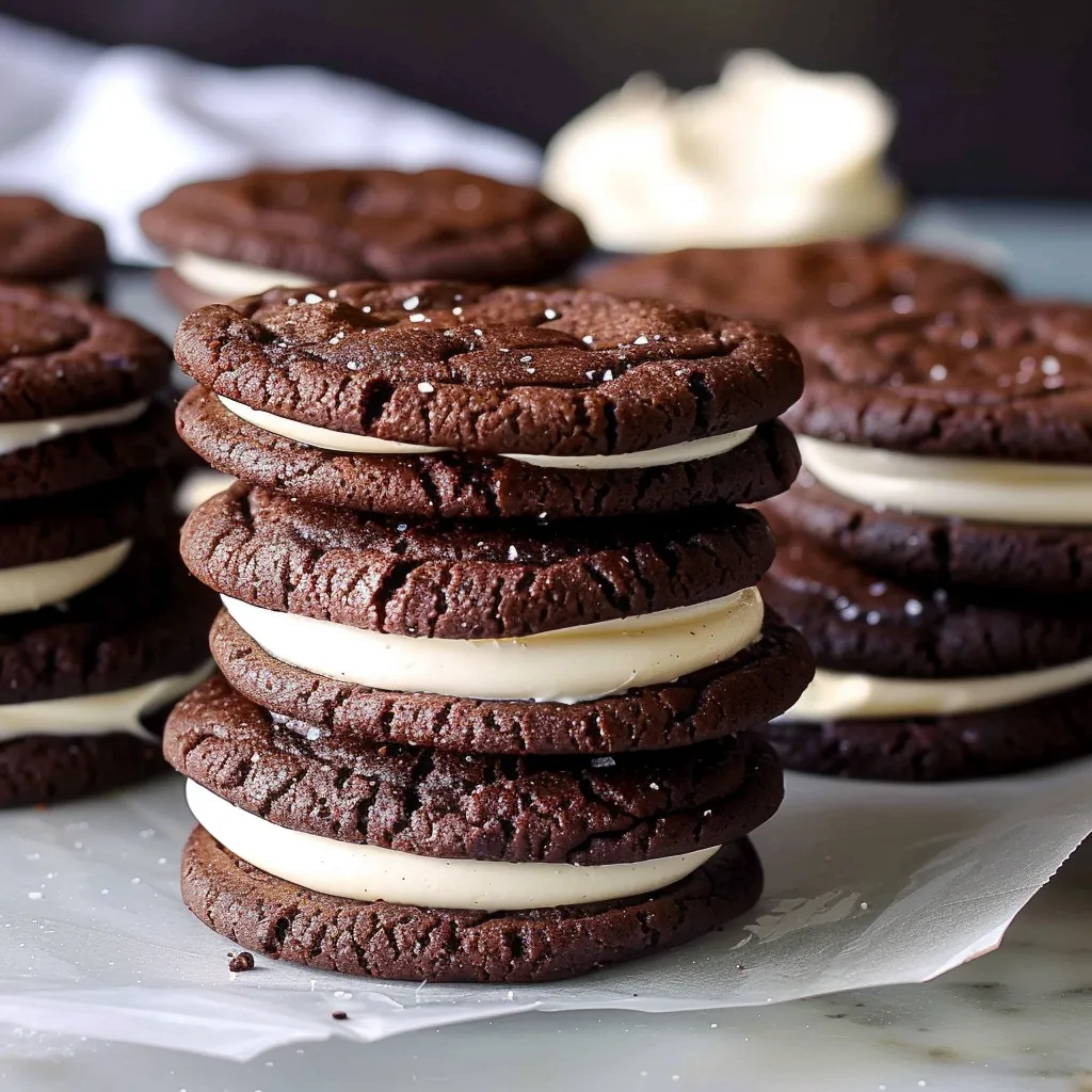 Hausgemachte Schokoladenkekse mit Vanillecreme