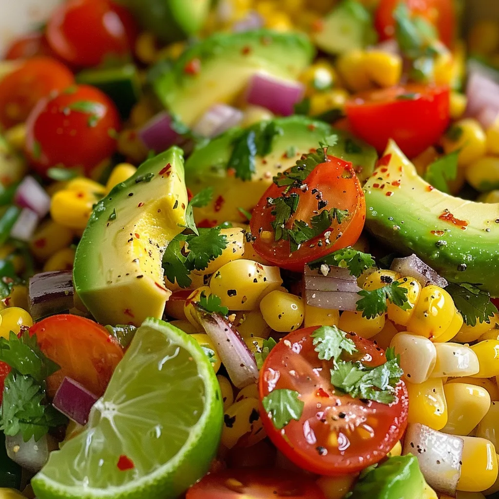 Erfrischender Sommerteller mit Mais und Avocado