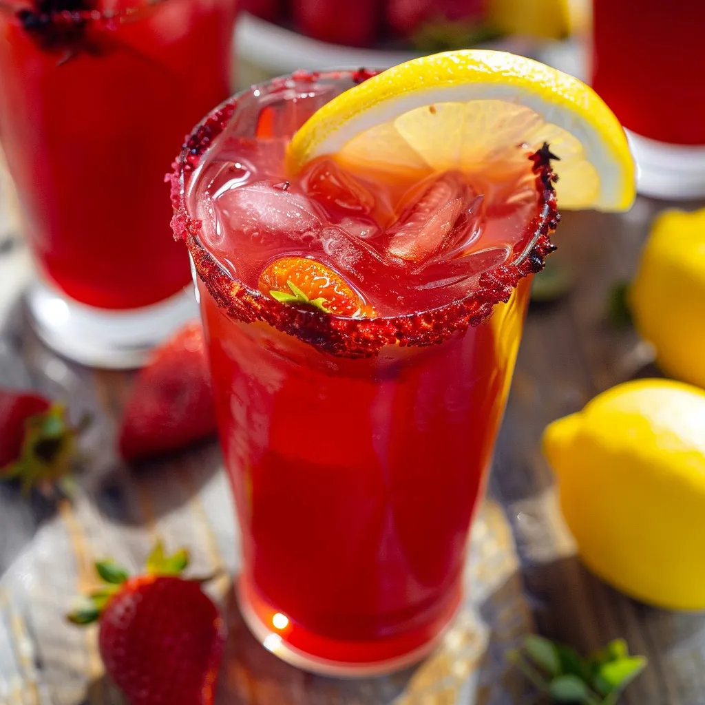 Ein köstlicher Hibiskus-Erdbeer-Zitronen-Drink