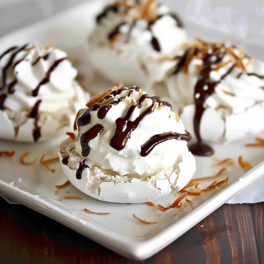Zarte Pavlova mit Kokosnote