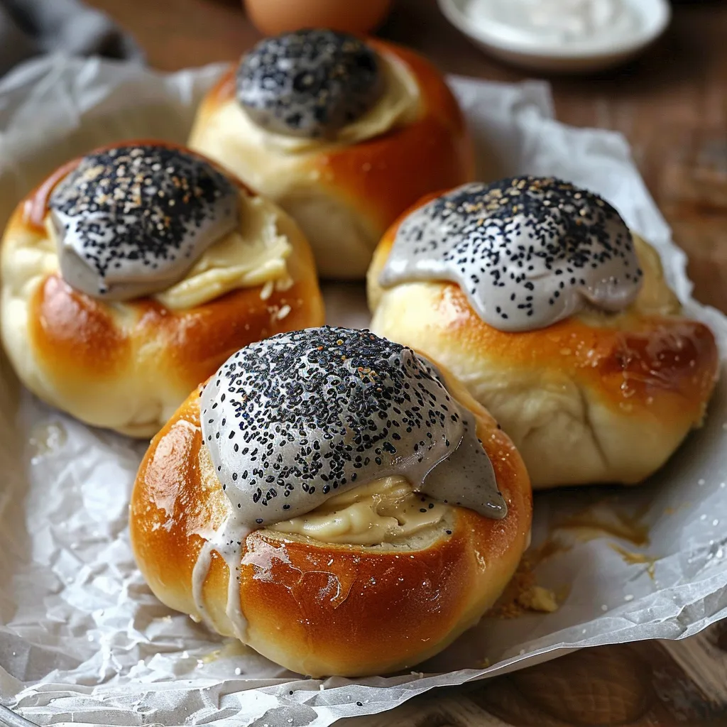 Milchbrötchen schwarzer Sesam