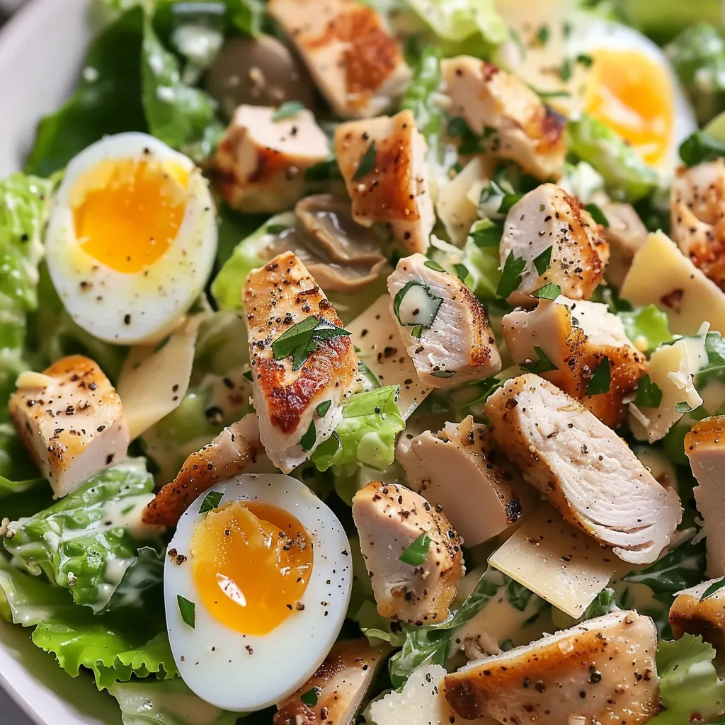 Caesar Salat mit Huhn und leichtem Dressing