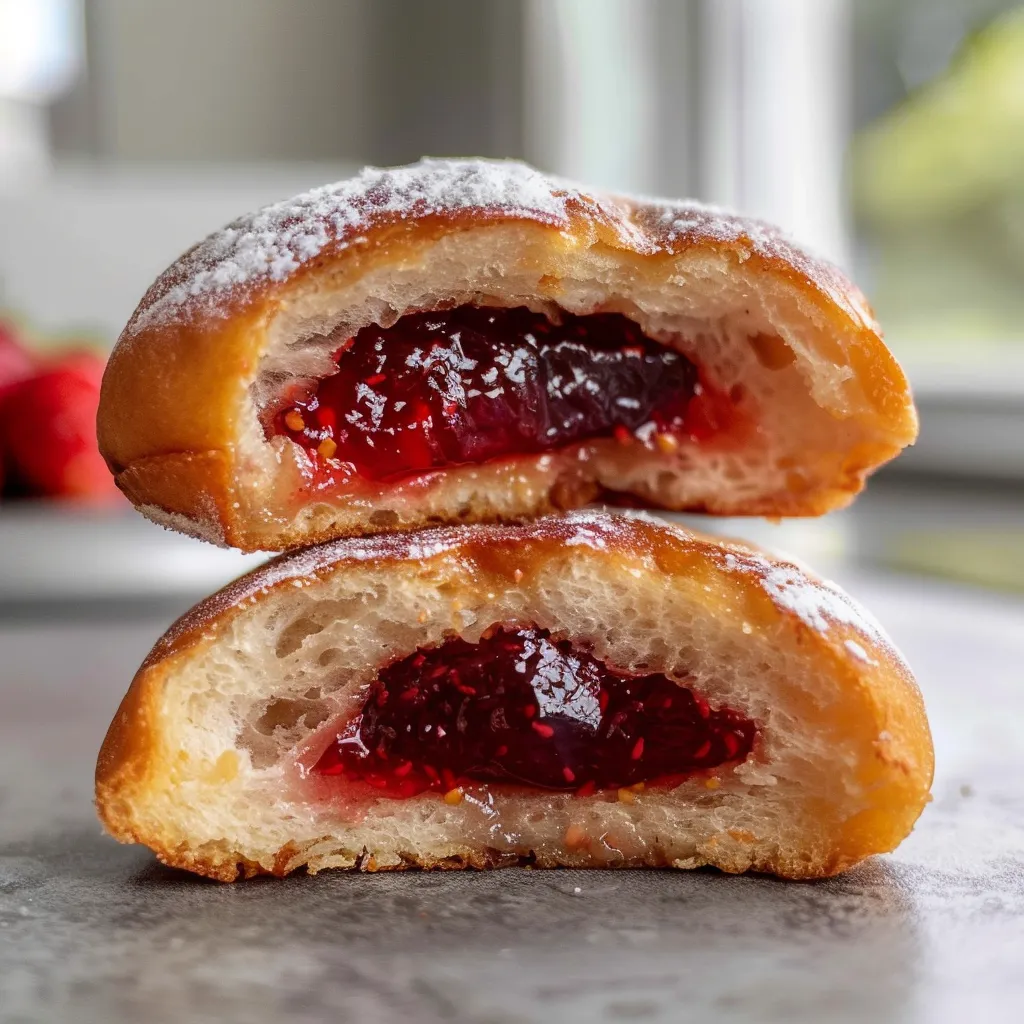 Hausgemachte luftige Erdbeer-Krapfen