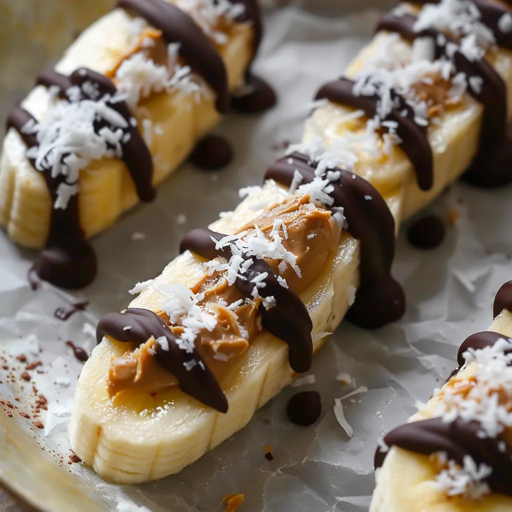 Gefrorene Bananen mit Schokolade