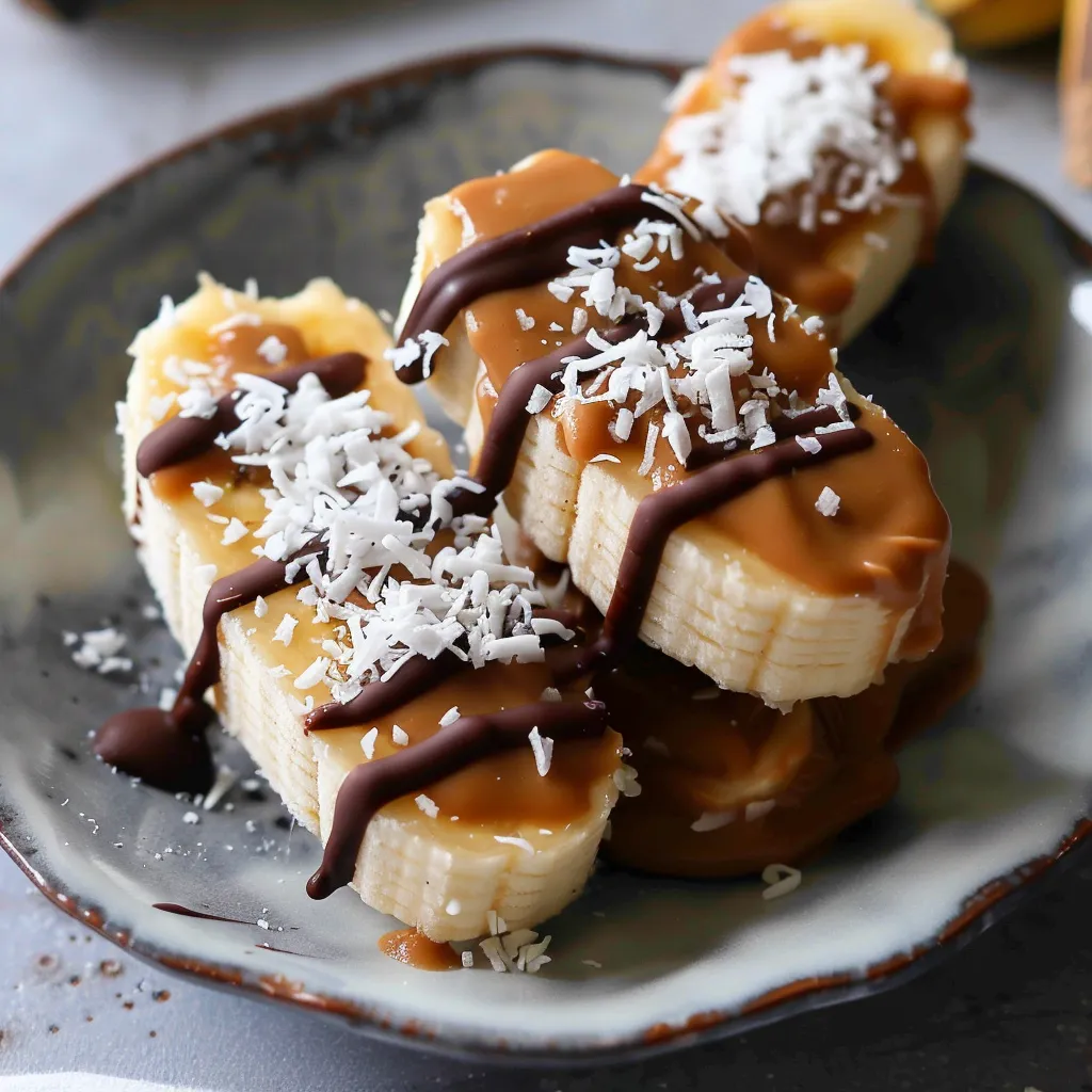 Genieße gefrorene Bananen mit Schokolade
