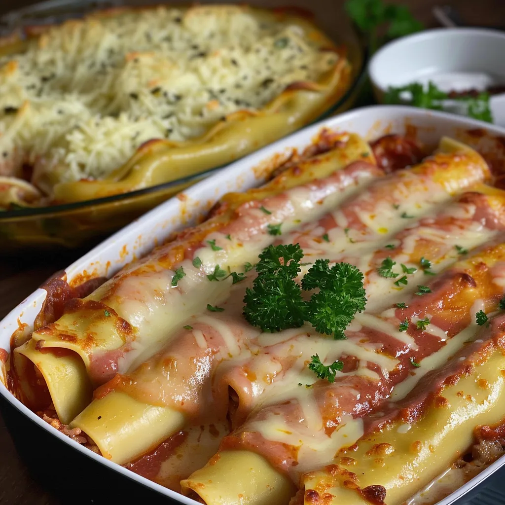 Cannellonis mit Rindfleisch und Mozzarella