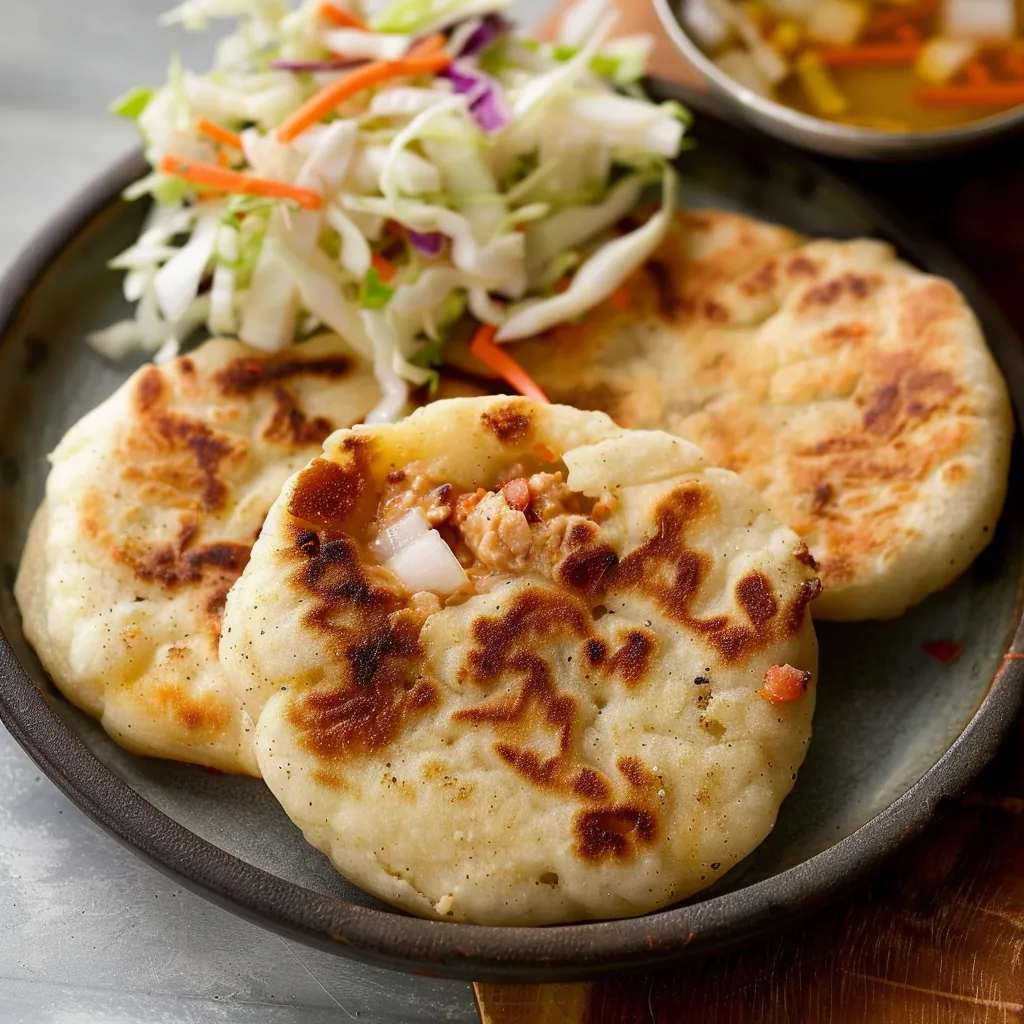 Traditionelle Pupusas mit Bohnen und Käse