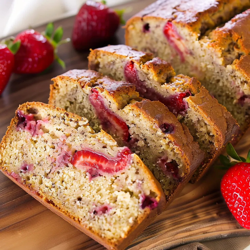 Fluffiges Bananenbrot mit Erdbeeren