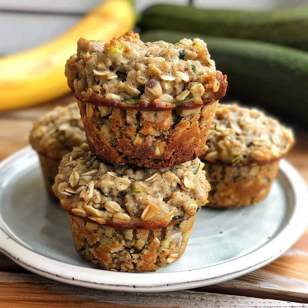 Bananen, Hafer und Zucchini-Muffins